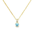 Collier Pendentif Oxyde Bleu & Zirconiums sur Bélière Dorée – Plaqué Or 1 Micron
