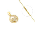 Collier Pendentif Cœur Cercle Zirconiums Sertis Doré – Plaqué Or 1 Micron