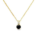 Collier Pendentif Oxyde Noir & Zirconiums sur Bélière Dorée – Plaqué Or 1 Micron