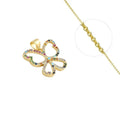 Collier Pendentif Papillon Zirconiums Multicolores Doré – Plaqué Or 1 Micron