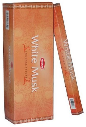 Encens Krishan Musc Blanc 20g – Boîte 6 Paquets | Pureté Cristalline & Douceur Naturelle