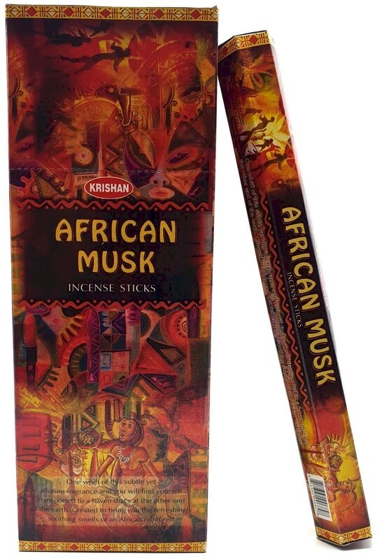 Encens Krishan Musc Africain 20g – Boîte 6 Paquets | Exotisme Profond & Sensualité Naturelle