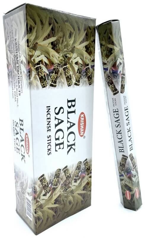 Encens Krishan Sauge Noire 20g | Boîte de 6 Paquets — Purification & Protection
