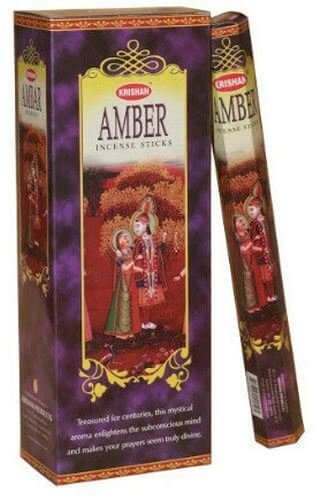 Encens Krishan Ambre 20g – Boîte 6 Paquets | Chaleur & Envoûtement Naturel