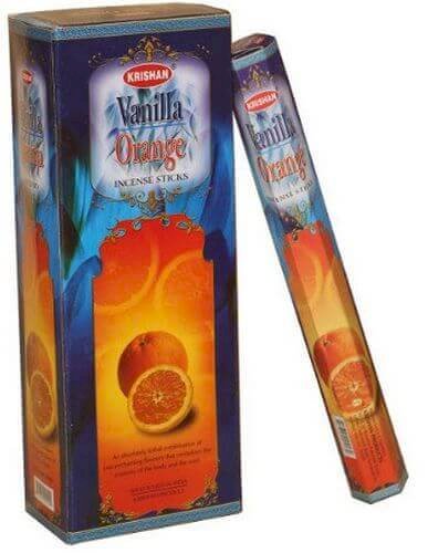 Encens Krishan Orange Vanille 20g | Boîte de 6 Paquets — Douceur Fruitée & Bonne Humeur