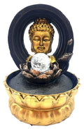 Fontaine Bouddha Résine sur Cercle 28cm – LED & Pompe Incluses | Déco Zen Feng Shui