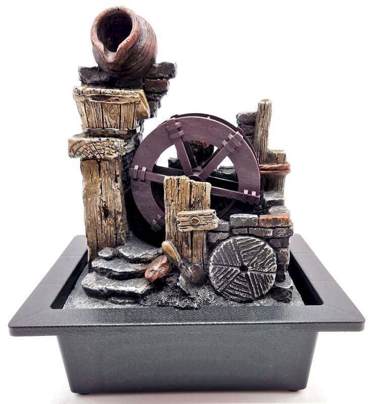 Fontaine Moulin d’Eau Résine 29cm – Pompe Incluse | Déco Rustique Zen Intérieur