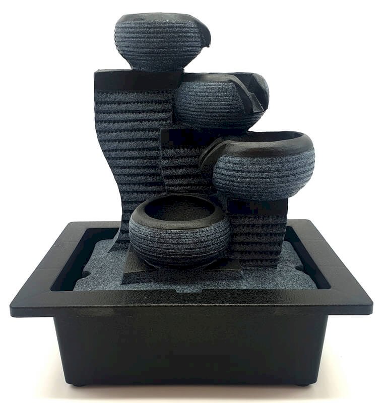 Fontaine Cascade Design 4 Pots Résine 26cm – Pompe Incluse | Déco Zen Nature Intérieur