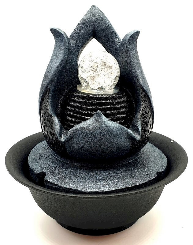 Fontaine Lotus Résine 26cm – LED & Pompe Incluses | Déco Zen Feng Shui Éveil