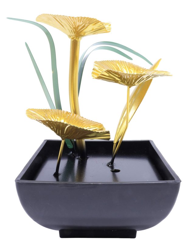 Fontaine Fleurs de Forêt Résine 23cm – LED & Pompe Incluses | Déco Nature Zen Intérieur