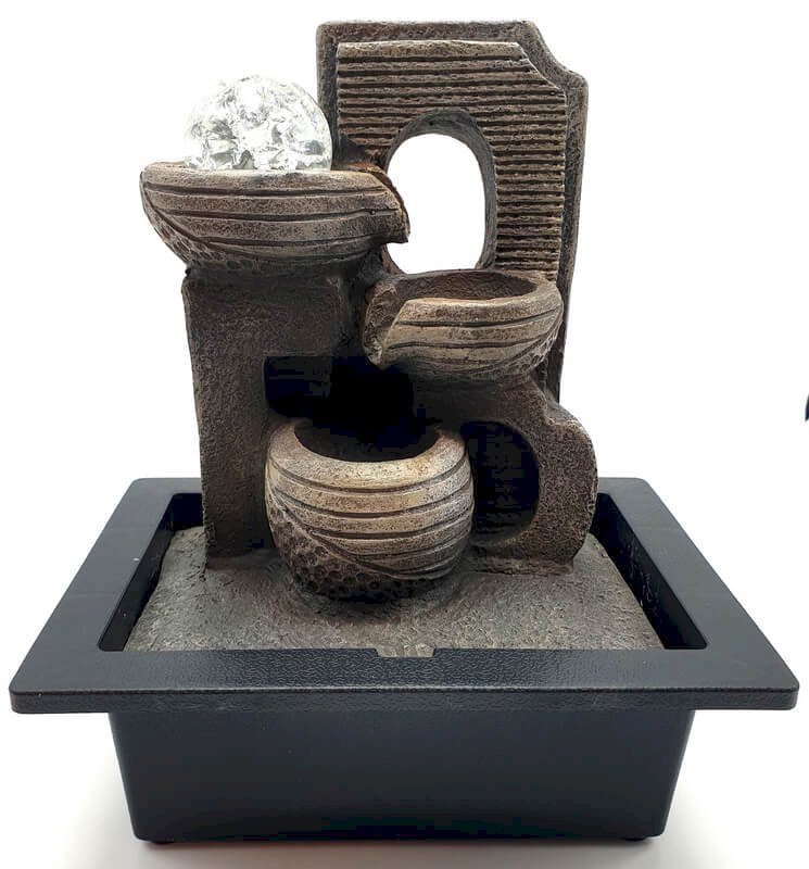 Fontaine Arche & Pots Résine 29cm – LED & Pompe Incluses | Déco Zen Nature Intérieur