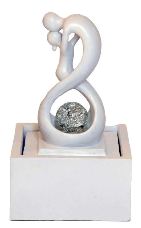 Fontaine Amour Infini Blanc Résine 30cm – LED & Pompe Incluses | Déco Romantique Puré