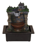 Fontaine Offrande du Village Résine 28cm – LED & Pompe Incluses | Déco Zen Asiatique