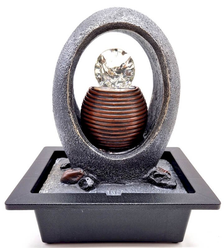 Fontaine Arche & Boule de Cristal Résine – Pompe Incluse | Déco Zen Feng Shui Énergie