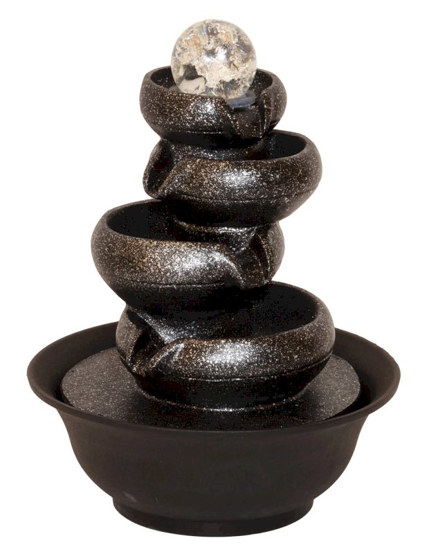 Fontaine Cascade Bols Résine 26cm – LED & Pompe Incluses | Déco Zen Tibétain Intérieur