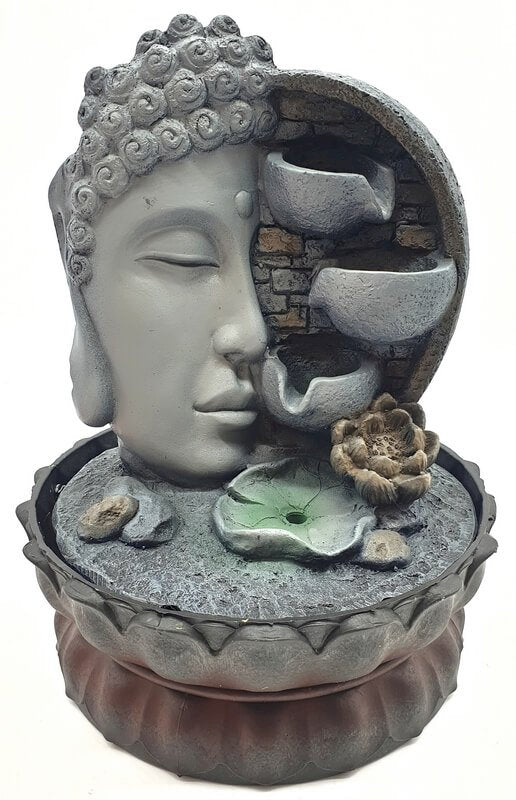 Fontaine Tête de Bouddha sur Mur Résine 29cm – LED & Pompe | Déco Murale Zen Feng Shui