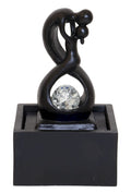 Fontaine Amour Infini Noir Résine 30cm – LED & Pompe Incluses | Déco Romantique Luxe