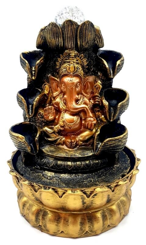 Fontaine Ganesh Double Cascade 30cm – LED & Pompe Incluses | Chance & Prospérité Feng Shui