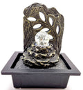 Fontaine Méditation Feuille Résine 29cm – Boule de Cristal & Pompe | Zen Nature Feng Shui