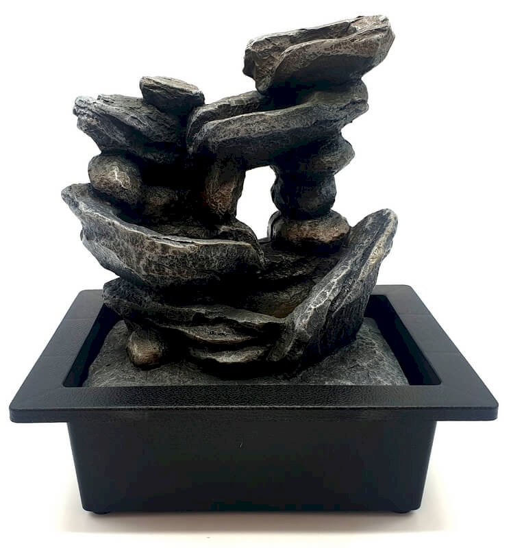 Fontaine Cascade de Pierres Résine 26cm – Pompe Incluse | Déco Zen Nature Intérieur