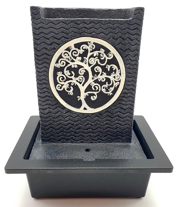 Fontaine Arbre de Vie Rond Résine 29cm – LED & Pompe Incluses | Symbole Spirituel Zen