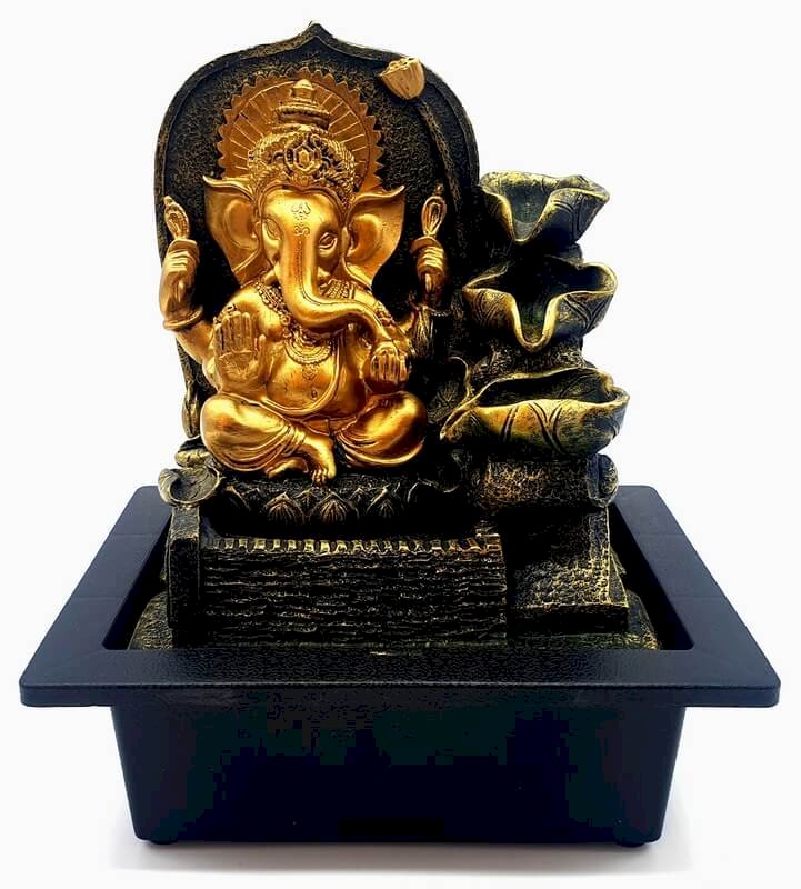 Fontaine Ganesh & Cascade Design Résine 27cm – Pompe Incluse | Chance & Prospérité Feng Shui