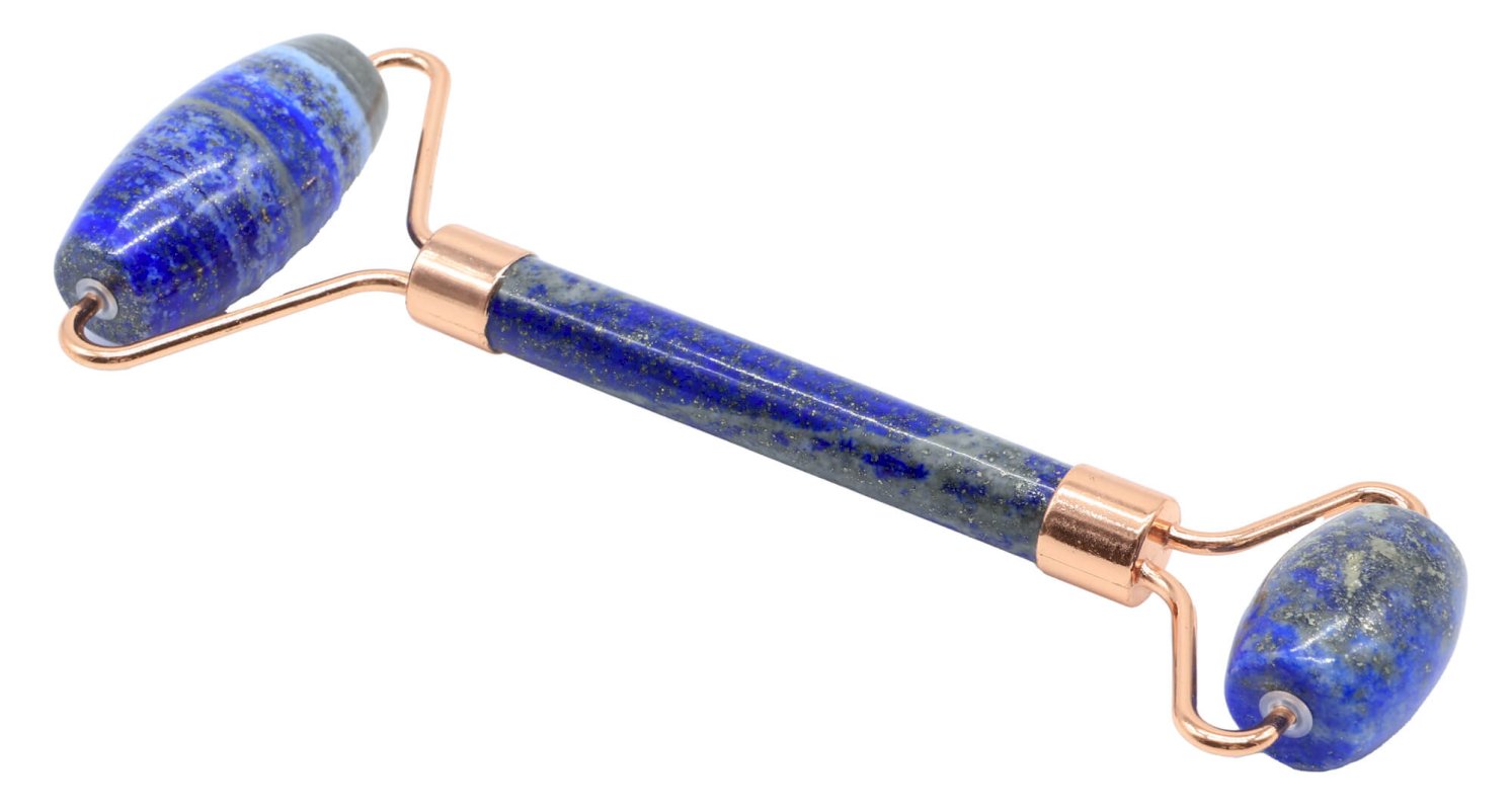 Double Rouleau de Massage Lapis Lazuli – Pierre Naturelle Certifiée | Soin Visage & Lithothérapie