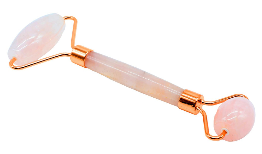 Double Rouleau de Massage Quartz Rose | Pierre Naturelle Amour, Anti-Âge & Drainage Lymphatique