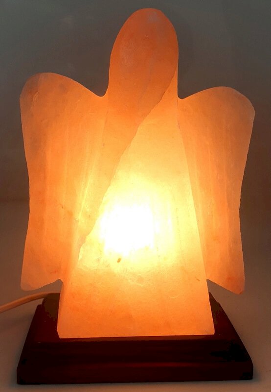 Lampe de Sel Ange 3 kg – Design Exclusif, Socle Bois & Kit CE Inclus