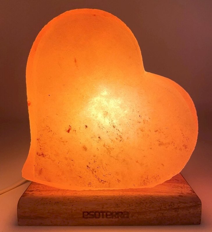Lampe de Sel Himalaya Cœur Design – 3 à 3,5 KG | Socle Bois | Kit CE Inclus