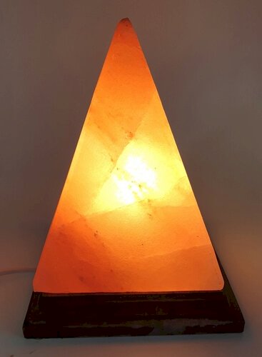 Lampe de Sel de l'Himalaya Pyramide – 2 à 3 KG | Socle Bois | Kit CE Inclus