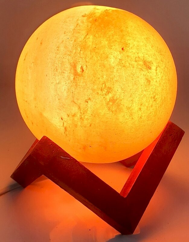 Lampe de Sel Himalaya Sphère Design – 3 KG | Finition Exceptionnelle | Kit CE & Socle Bois