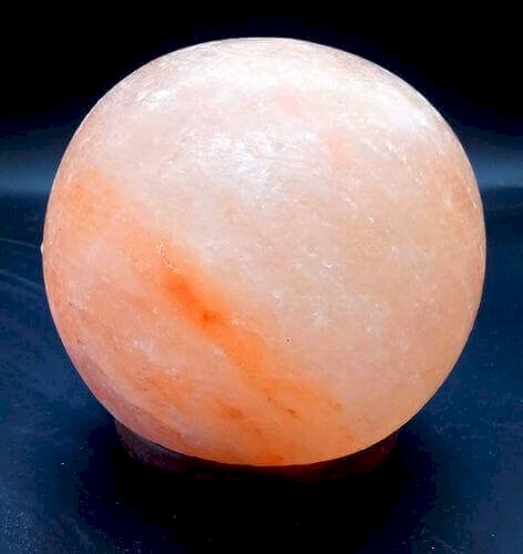 Lampe de Sel de l'Himalaya Sphère – 3 à 4 KG | Socle Bois | Kit CE Inclus