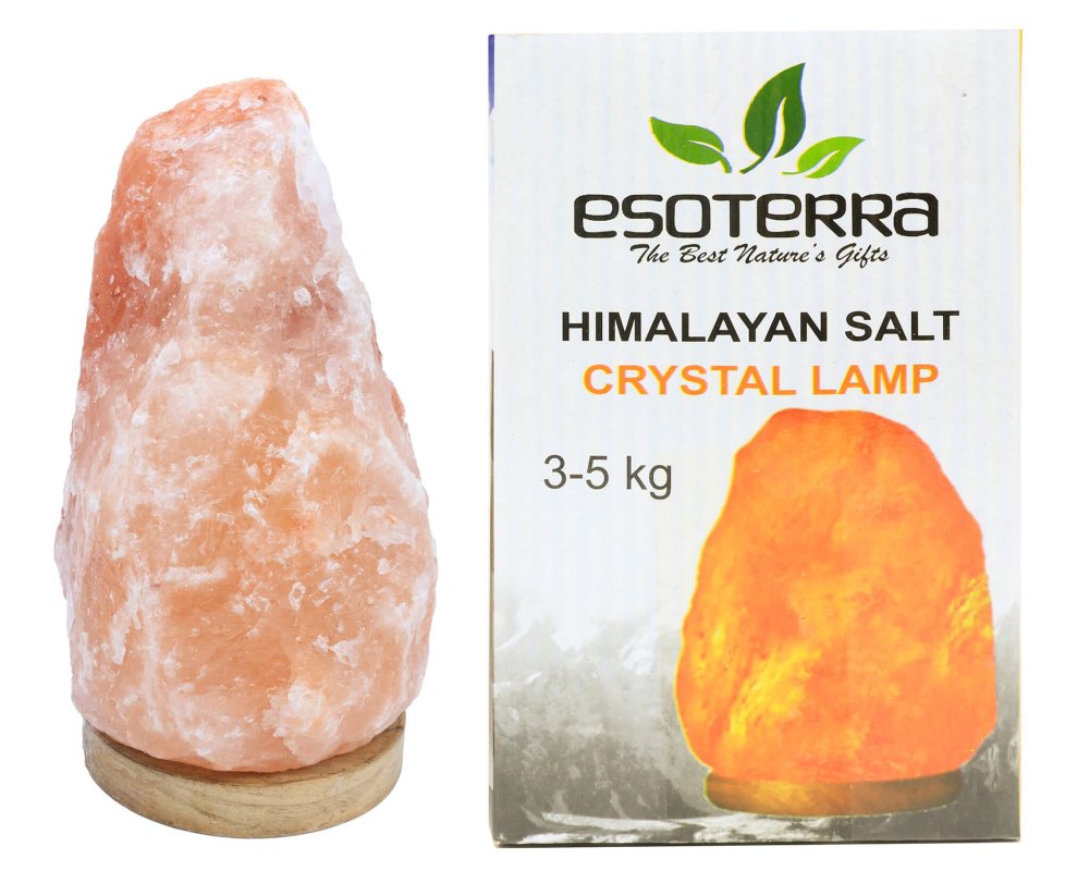 Lampe de Sel Himalaya Brute 3-5 kg – Socle Bois, Ampoule & Kit CE Inclus