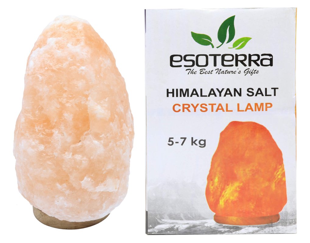 Lampe de Sel Himalaya Brute 5-7 kg – Socle Bois, Ampoule & Kit CE Inclus