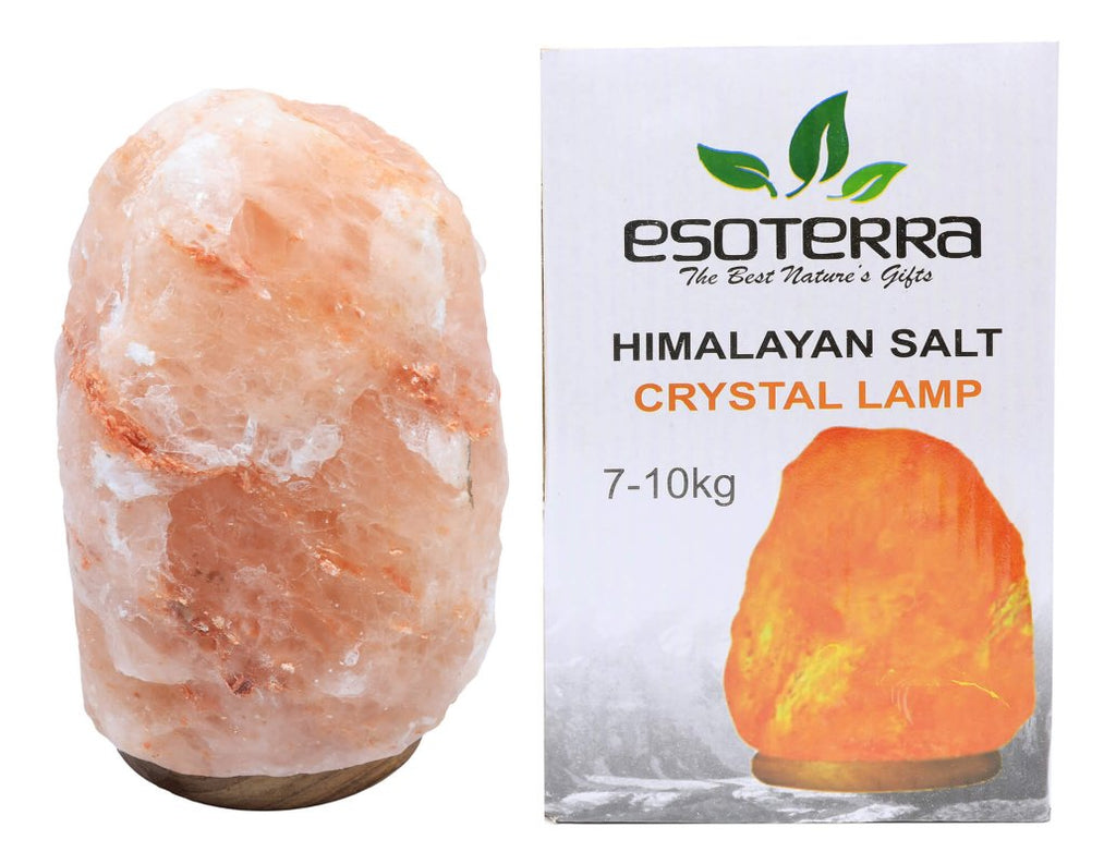 Lampe de Sel Himalaya Brute 7-10 kg – Socle Bois, Ampoule & Kit CE Inclus