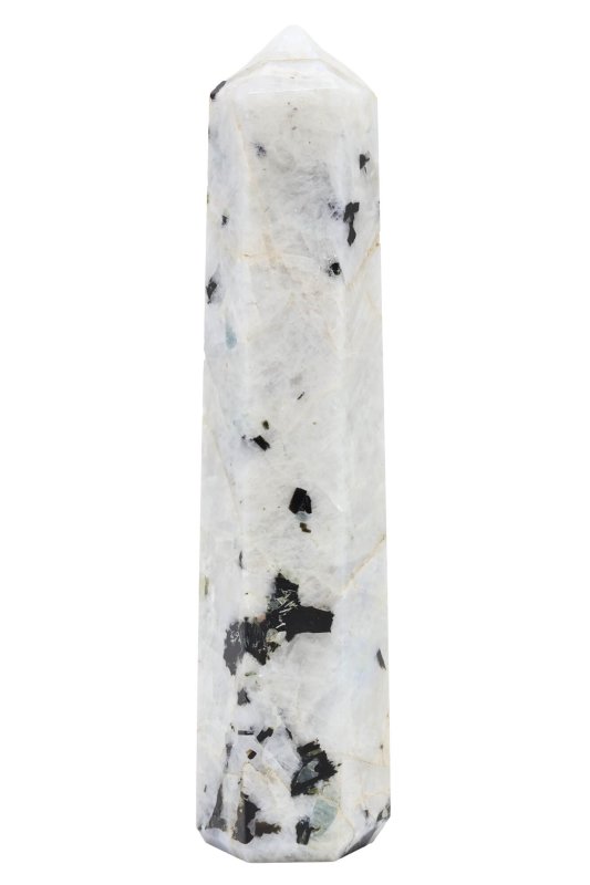 Obélisque en Labradorite Blanche 10cm – Pureté, Intuition & Décoration Spirituelle