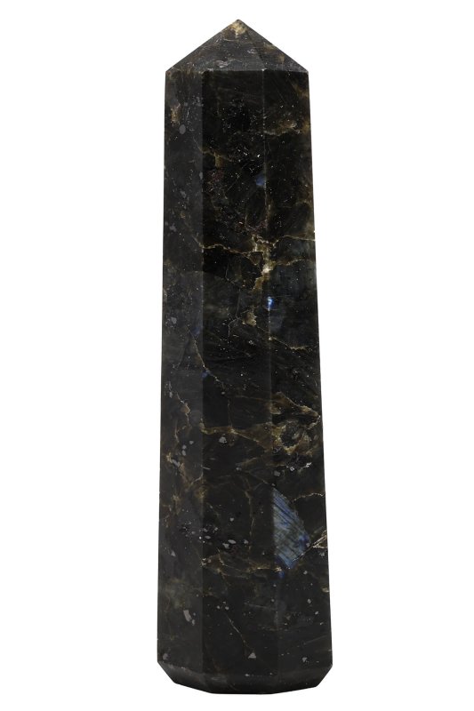 Obélisque en Labradorite Noire 10cm – Protection, Magie & Décoration Spirituelle