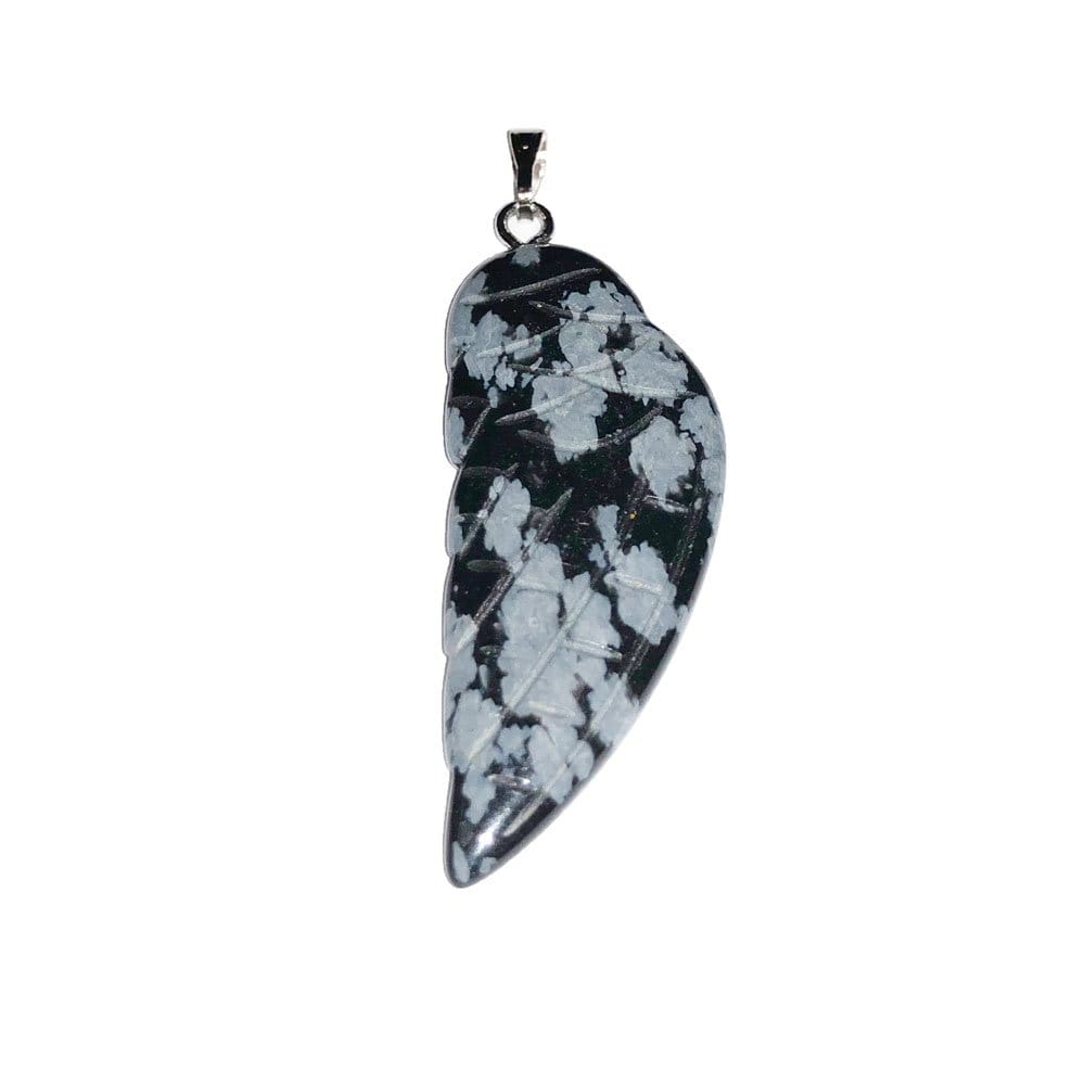 Pendentif Obsidienne Neige Aile d'Ange – Pierre Volcanique Lithothérapie