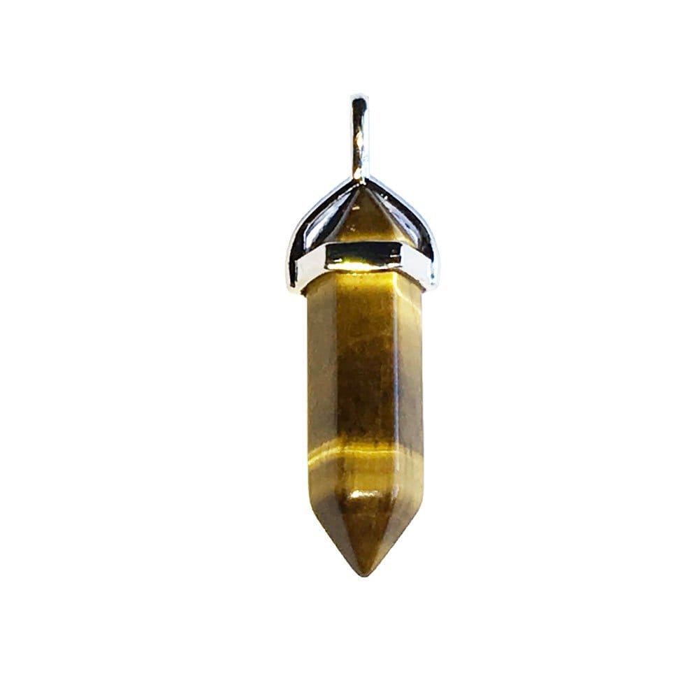 Pendentif Œil de Tigre Pointe – Talisman de Protection & Confiance Lithothérapie