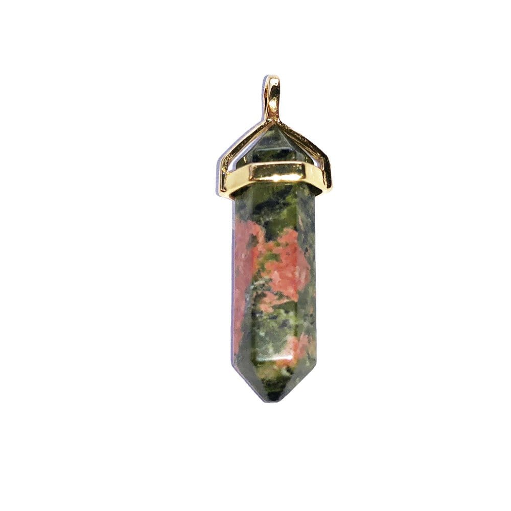 Pendentif Unakite Pointe – Pierre de Vision & Convalescence Lithothérapie