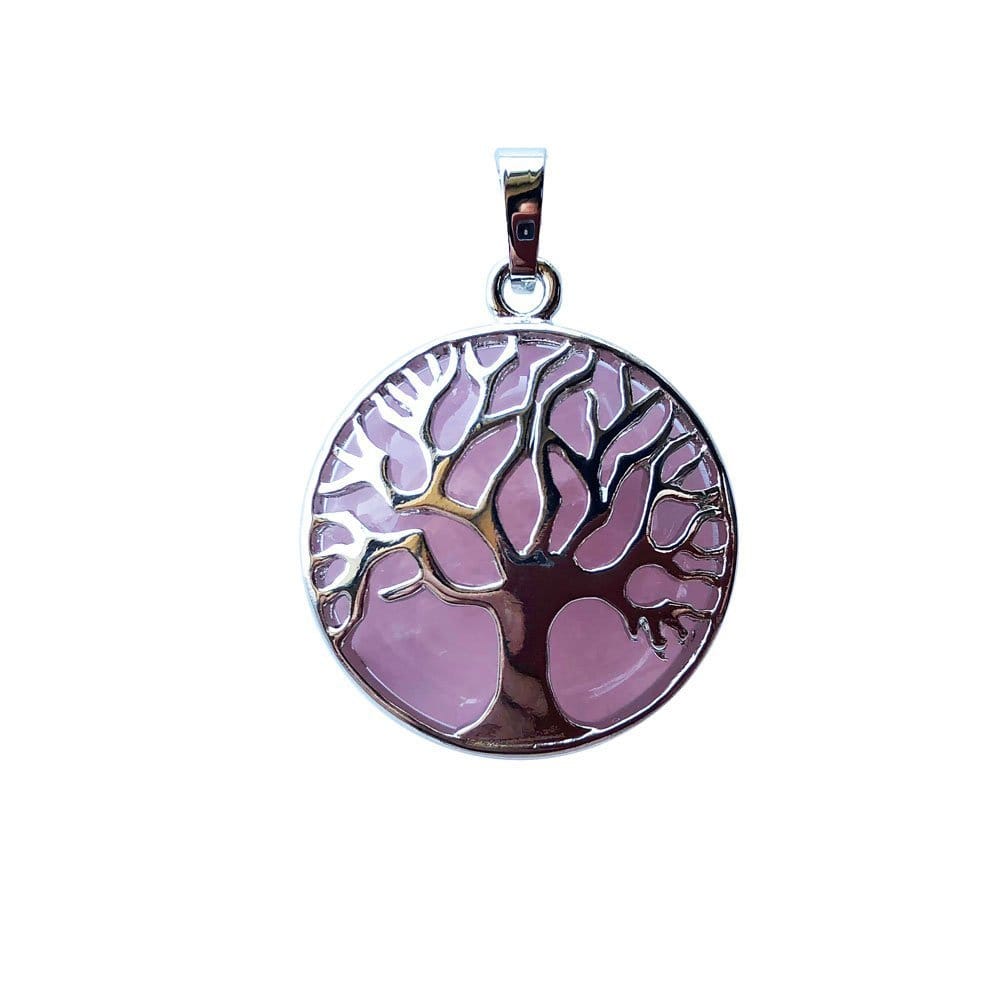 Pendentif Quartz Rose Arbre de Vie – Pierre de l'Amour & Sérénité Lithothérapie