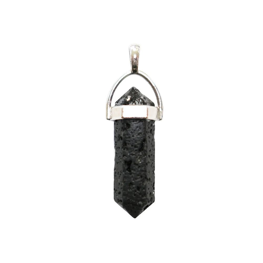 Pendentif Pierre de Lave Pointe – Pierre Volcanique de Joie & Vitalité Lithothérapie
