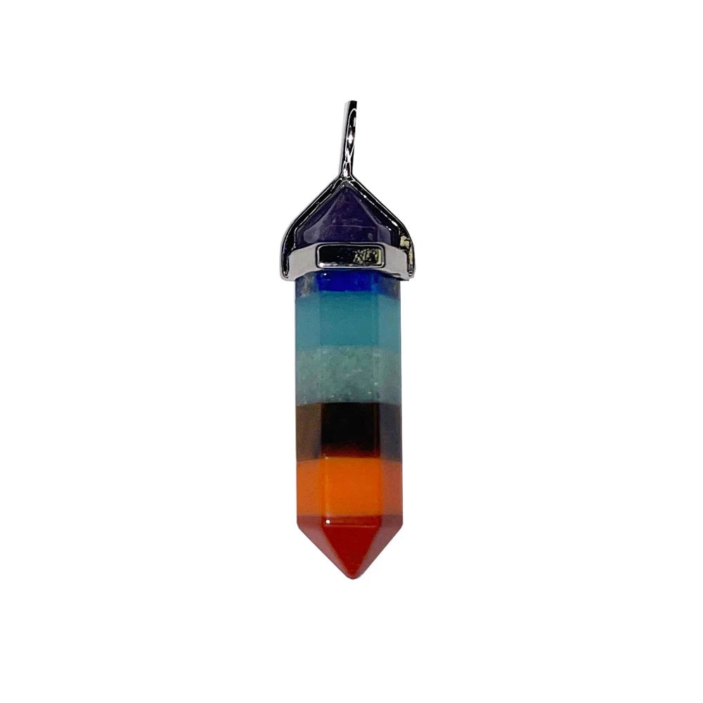 Pendentif 7 Chakras Pointe – Bijou Holistique d'Équilibre & Harmonie Lithothérapie