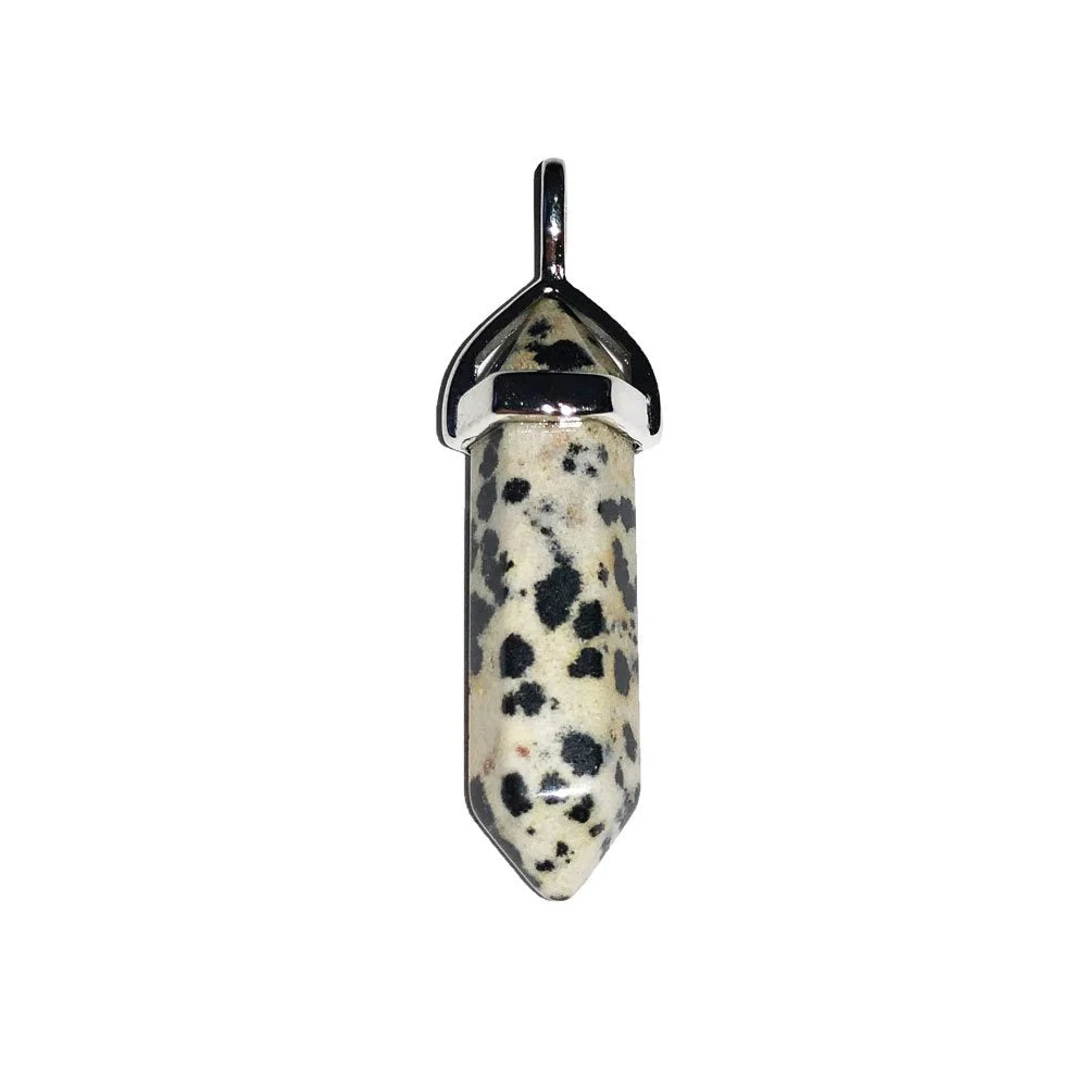 Pendentif Jaspe Dalmatien Pointe – Pierre de Joie & Endurance Lithothérapie