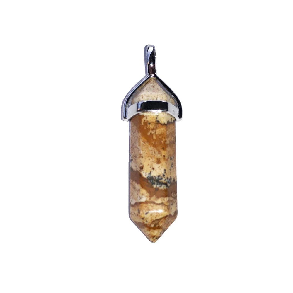 Pendentif Jaspe Paysage Pointe – Pierre de Créativité & Lâcher-Prise Lithothérapie
