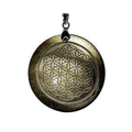 Pendentif Obsidienne Dorée Fleur de Vie - Rond | Pierre Protectrice
