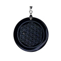 Pendentif Obsidienne Noire Fleur de Vie - Rond | Bouclier Énergétique