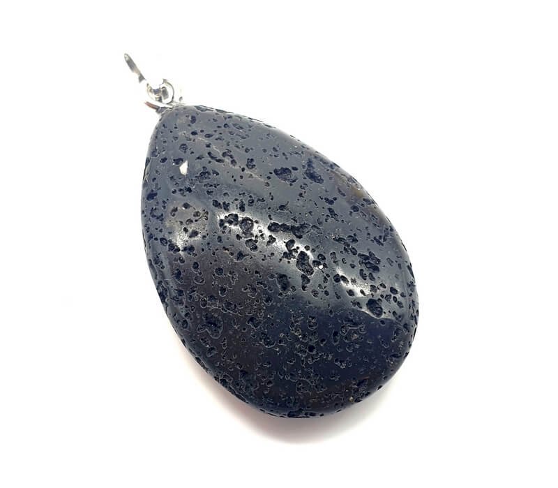 Pendentif Larme Pierre de Lave — 3 cm | Pierre Volcanique Naturelle & Ancrage