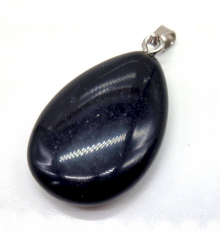 Pendentif Larme Obsidienne Noire — 4 cm | Protection Puissante & Bouclier Énergétique
